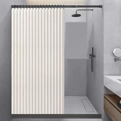 CAULO Tenda da Doccia Pieghevole per Bagno con Aspirazione Magnetica su Due Lati in Lino Spesso (Beige 100 * 200cm)