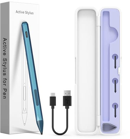 Stylus Pen for HP Envy X360, Pavilion X360, Specter X360, MPP 2.0 Tilt-Active Stylus with 4096 Levels of Pressure Sensitivity, Convenient Storage Case, Supports Type-C Fast Charging, Blue