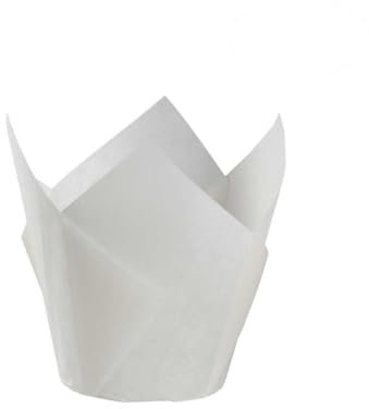 MAGICLULU Tulip Cupcake Wrappers White Baking Cups 50mm Base Paper Liners Muffin Cupcake Liners for Home and Party Baking, 50 Pieces