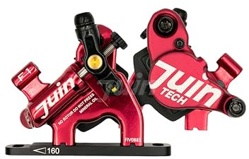 Juin F1 Hybrid Hydraulic Disc Brake Caliper, Mechanical/Hydraulic Disc Brake Kit, Red