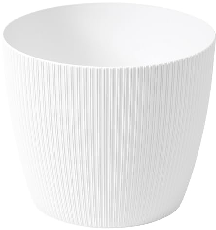 Dehner Blumentopf Magnolia, Pflanztopf Indoor, Pflanzkübel recycelt, ca. Ø 30.5 cm, Höhe 24.6 cm, Kunststoff, weiß