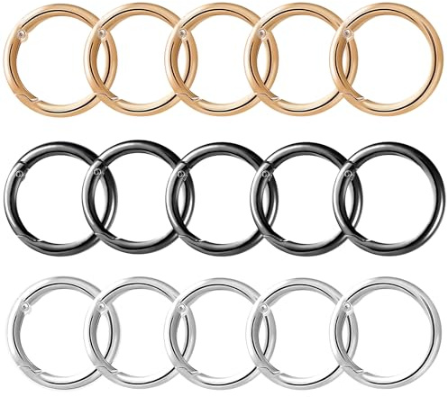 Prebarfun 30 Stück Schlüsselanhänger Ringe, 25mm Schlüsselringe Edelstahl Federverschluss Runde Frühling O Ring, Schlüsselanhänger Zubehör DIY für Schlüssel und Handwerk, 3 Farben