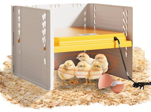 Brooder Chauffage pour poussins, plaque chauffante avec plaque facile à nettoyer, 25,4 x 25,4 cm, couveuse de poulet rutine pour 15 poussins, chauffage à hauteur réglable 25 W (jaune neuf)