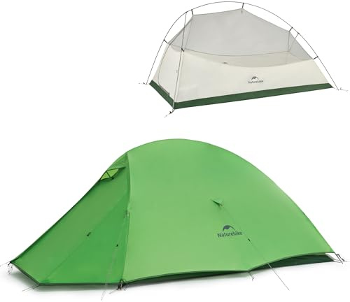 Naturehike Cloud up Base Backpacking Tent, Waterproof Lightweight 2 Person Tent for Camping, Double Layer Two Person Tent with Footprint (Cloud up Pro(Green - 210T Polyester))