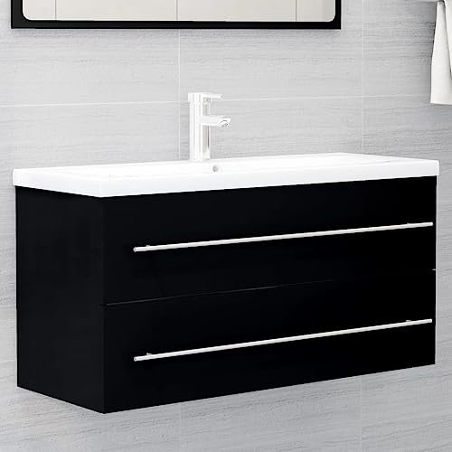 DYRJDJWIDHW mobiletto per bagno,Mobile Sottolavabo Nero 100x38,5x48 cm in TruciolatoAdatto per bagni, cucine