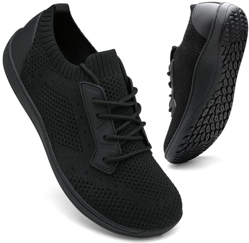 Sneakers Femme Basket Chaussures Running Minimalistes Pieds Larges Confortable Noir Barefoot Shoes Respirantes Légères Fitness Chaussures Pieds Nus Femme 40
