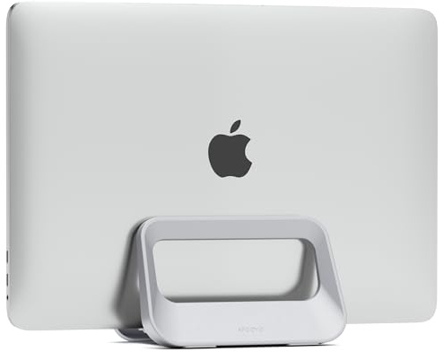 Vertical Laptop Stand for Desk,Plastics Laptop Holder Dock with Silicone Protection,Compatible with All MacBook/Surface/Samsung/HP/Dell/Chrome Book (Gray)