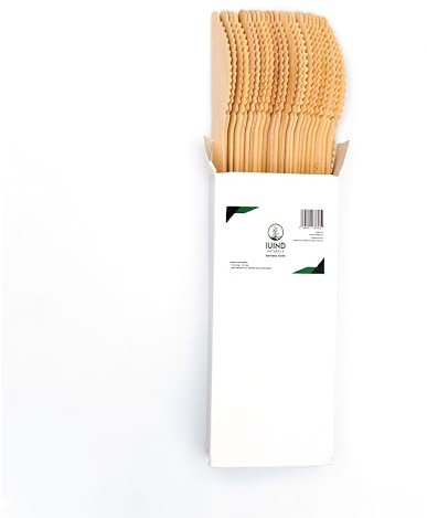 IUIND NATURALS Einweg Bambus Holzmesser 25 Stück für Partys, Events, Picknick, Camping - 17 cm lang - stabil und stark - 100% Bambus