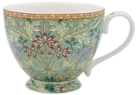 Large Footed Classic Tea Cup - William Morris' Hyacinth Design - Green