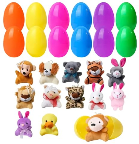 12 Piezas De Huevos De Pascua Precargados Con Animales De Peluche - rellenoss Para Bolsas De Regalo De Búsqueda De Huevos De Pascua Para Niños, Regalo Sorpresas Para rellenoss De Cestas De Pascua