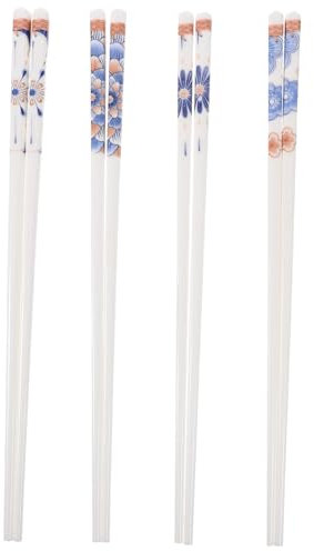 YKJGRTF Palillos japoneses, Palillos Personalizados, 4 Pares de Palillos de cerámica, vajilla for el hogar, Palillos Chinos de Porcelana, vajilla asiática, decoración asiática