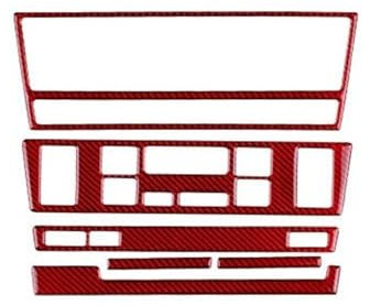 Verkleidung der Mittelkonsole Auto-Klimaanlage für AC-CD-Panel für Sitzheizung, Innenverkleidung, Dekor, Carbon-Look-Aufkleber, für 5er-Serie M5 E39 1998–2003(Rot,LHD)