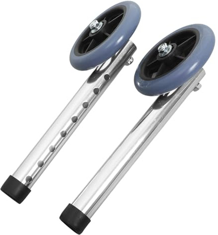 BUGUUYO Ruedas 2 Piezas para Andador Adulto y Diseño Resistente de Aleación de Aluminio y Goma Regulables para Suministros para Andadores