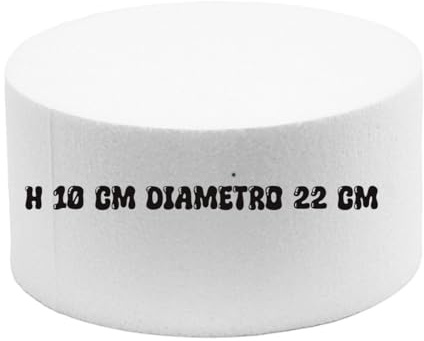 Base Rotonda in Polistirolo per Torte, 22 cm Diametro x 10 cm Altezza, Bianco, per Cake Design