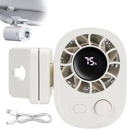 Joytutu - Ventilatore auto LED 360°, 100 vel. reg., ricaricabile USB, 1800 mAh