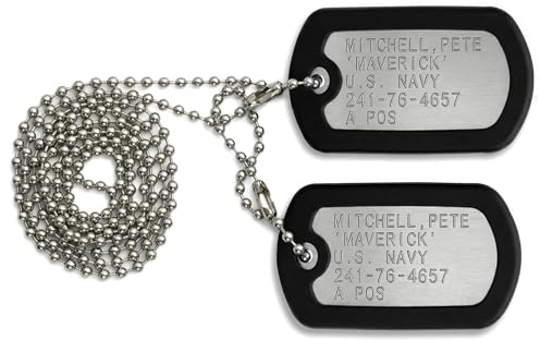 Stainless Steel Military Dog Tags, Complete Steel Ball Chain and Black Tag Silencers - Suitable for Large and Small Dogs Dog Tag Set