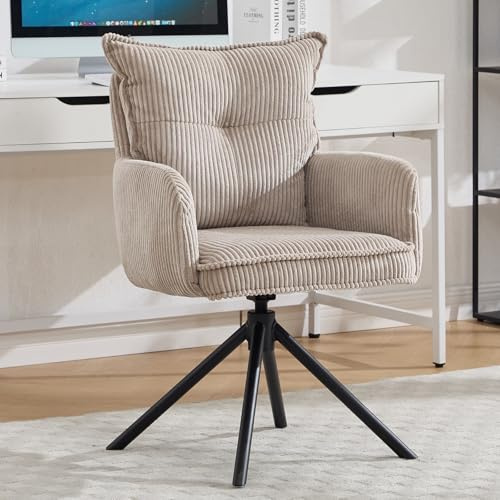 Ya-Home Modern Bürostuhl 360°Drehbar Schreibtischstuhl mit Armlehne Drehstuhl aus Kordsamt für Arbeitszimmer/Schlafzimmer, Grau