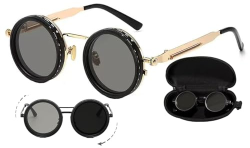 CHENRI Verstellbare Getönte Runde Polarisierte Gläser Retro-Sonnenbrille, 1-9 Gang verstellbare Sonnenbrille mit ND-Filter, Polarisierte Sonnenbrille mit verstellbarer Tönung für Herren Damen