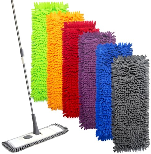 AgagaQx Mikrofaser Wischmopp Bezug, 6PCS Bodenwischer Bezug Stark Saugfähig, Wischbezug Leicht zu Reinigen, Langlebig Nachfüll Moppkopf Pads, Bodenwischer Ersatzbezug Trocken Nass Verwendbar, 40x10cm