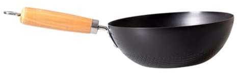 Hemobllo Wok Pequeño De Hierro 20cm Sartén Wok Tradicional Sin Revestimiento Apto Para Estufas De Gas y Cocinas Domésticas Para Uso Diario Sin Tapa