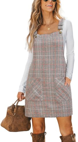 CUPSHE Robe Femme à Bretelles Découpe Carrée avec Porte-Jarretelles Poches Corduroy Latzkleid Ensemble Robe de Loisirs Mini Dress, gris foncé, XL