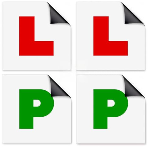 ZAVIA Pack of 4 Fully Magnetic 2 x L Plates and 2 x P Plate | 18 x 18 cm – 0.58mm Thick Stick On Weatherproof, Waterproof Reusable Suitable for Car, Motorbike, & UK Vehicles Learning Plate