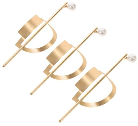 LOORGVEL Lot de 3 Épingles à Cheveux en Alliage Doré Creux Accessoires pour Cheveux Rétro Minimalistes Géométriques pour Chignons Stables et Usage Quotidien Adaptées et Épais