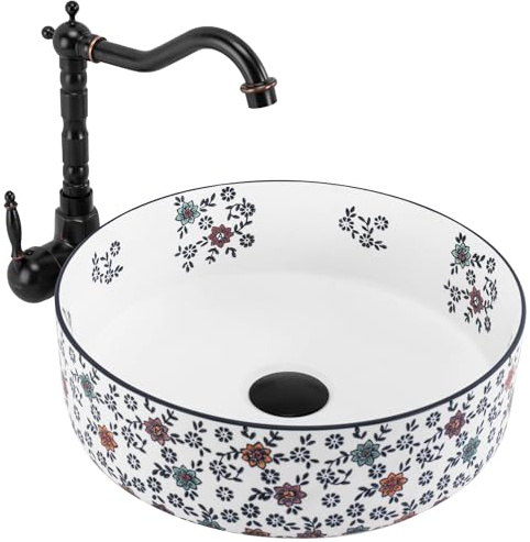 Lavabo Sobre Encimera Rea Stefania Fiori White 36X36X12Cm