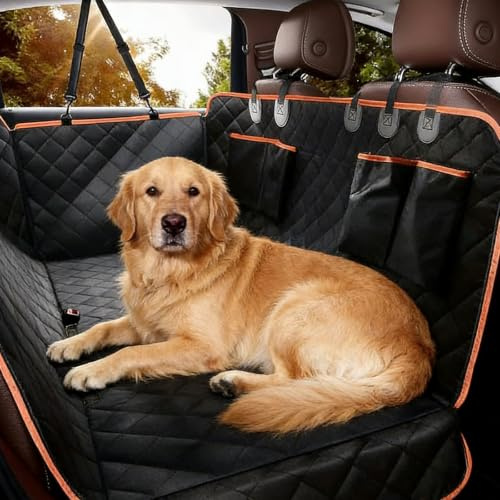 GOMETY Protector Coche Perro, 147x137cm Funda Coche Perro Impermeable, Hamaca Viaje Mascotas, Funda Asiento Coche Perro Universal Antideslizante Antiarañazos para Todo Tipo de Vehículos