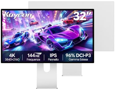 Kuycon P32K Monitor 31.5 pollici 4K 3840x2160 Minimalist - con supporto | schermo IPS a risposta rapida 144Hz 500 nit 10 bit 96% DCI-P3 USB-C 100W ricarica veloce per gaming e design professionale