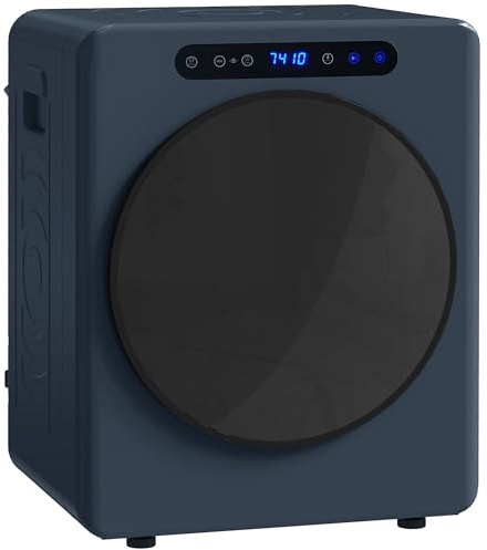 HOMCOM Mini Ablufttrockner 5kg Wäschetrockner mit Sterilisation, Blau | 6 Programmen bis zu 60℃, 1000W Trockner mit Touch-Screen, Knitterschutz, Edelstahltrommel, Extra-Trocken-Modus
