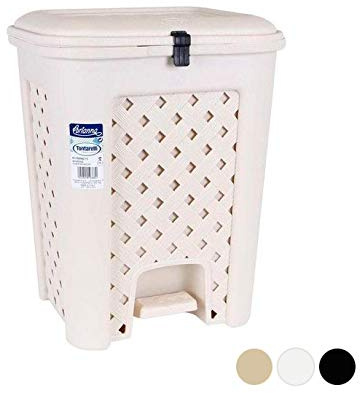 Tontarelli Bianco. 33x28,5x42h Pattumiera a Pedale Arianna 18 l, Polipropilene