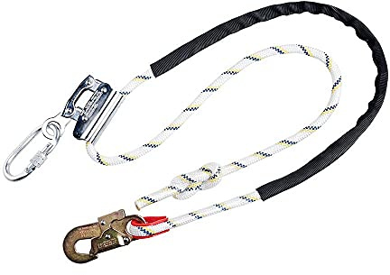 Portwest FP26 Work Positioning 2m Lanyard with Grip Adjuster | White, CE Certified, UKCA Marked, EN 358, Secure and Comfortable Fit