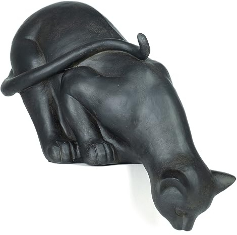 Moritz figur svart katt baksmälla kantpall dekorativ figur kantsits H 26 cm