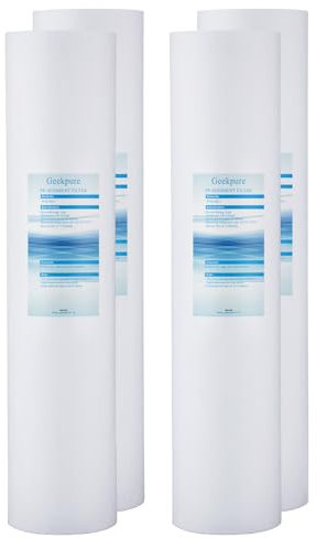 Geekpure 20-Zoll PP Sediment Wasserfilterpatrone für ganzes Haus 20 x 4,5 - 5 Mikron, Packung mit 4