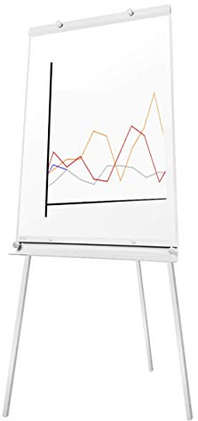 euroharry Flipchart Whiteboard Magnetwand mit Alurahmen Magnetisch Whiteboard und Magnettafel Weiß lackiert WhiteBoard + Ständer Einstellbar drehbar (70x100 cm)