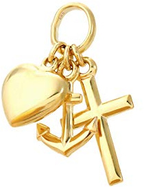 NKlaus Kettenanhänger Glaube Liebe Hoffnung 333er Gold/925er Silber 1 Stück | Kreuz 7x4,5mm; Gewicht 0,42g; Öse 3,2x3,2mm
