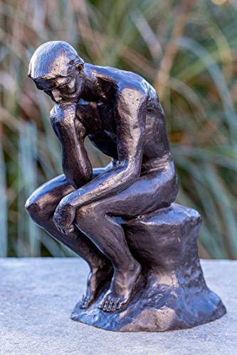 IDYL Bronze-Skulptur Denker von Rodin 29 cm | 29x12x24 cm | Klassische Bronze-Figur handgefertigt | Gartenskulptur oder Wohnbereich-Dekoration | Hochwertiges Kunsthandwerk | Wetterfest