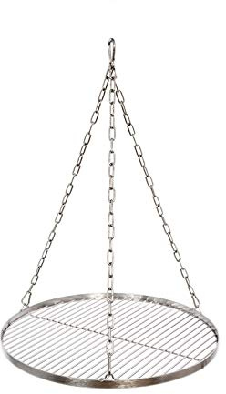 Grillrost 45 cm mit Kette Edelstahl für Schwenkgrill 3 Bein Grill Rost 14 mm Stababstand BBQ
