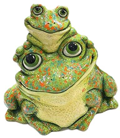 Garden Frogs Toads (Puddles & Tibber) 10.5 x 10 Unpainted Ready to Paint Ceramic Bisque, Handmade in The USA