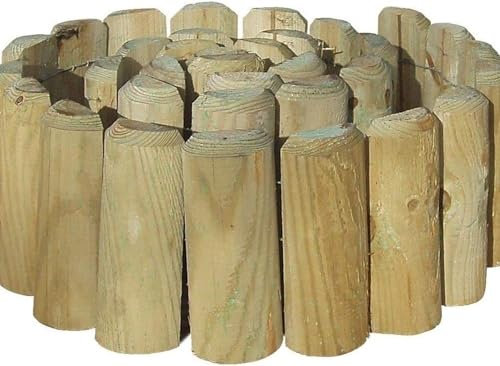 tradefirst 1.8M Wooden Picket Log Roll Border Fence Outdoor Lawn Edging, Garden Edging Border Fence for Flower Beds Paths Decoration, Wood Wire Fencing (3)