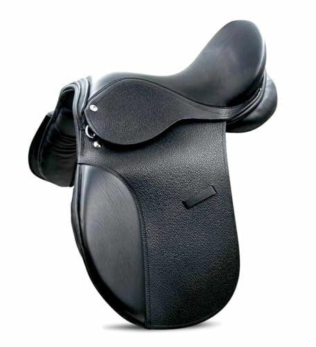 Sattel für Pony aus Leder schwarz Weite Kammer