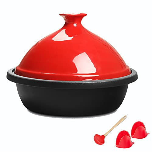 YLWX Emaillierter Tajine-kochtopf, Tagine Marokko, Gusseisen Induktion Tajine-topf, Handgefertigter Schmortopf (Color : GrüN)