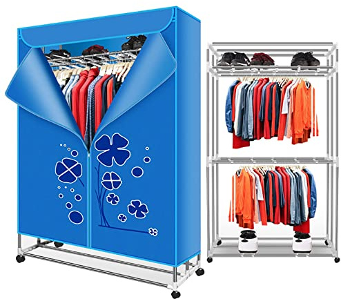 Secadora de Ropa Portátil de 2400W, Estante De Secado de Ropa Eléctrico Plegable de 3 Niveles, Gran Capacidad de Carga de 40 Kg, Secadora de Ropa Eléctrica de Acero Inoxidable para Apartamentos, Hogar