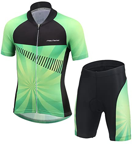 Amur Leopard Kinder Jungen Radtrikot Set Mädchen Fahrrad Trikot Kurzarm & Radhose mit Sitzpolster Radsport Anzüge