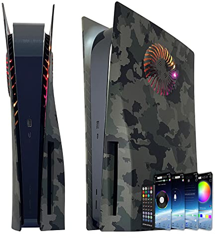 Façade avec Bande Lumineuse RGB et Filtre à poussière DOBEWINGDELOU 400+ Effets Anneau Lumineux LED pour Disc Edition DIY Kit de décoration Accessoires Camouflage