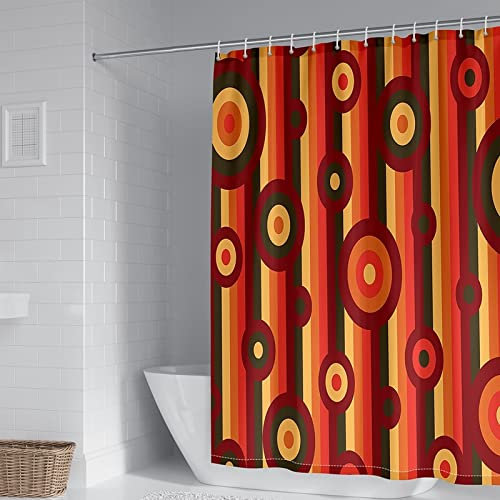 Aotiwe Duschvorhang Eckdusche, Badewanne Duschvorhang Mehrfarbiges Streifen und Kreis Muster Polyester 120X180cm