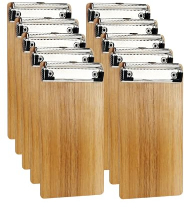 (10 Stück) Klemmbrett Holz A6,Klemmbretter mit Metalklemme und Aufhängeose | Schreibbrett Clipboard für Büro,Restaurant,Schule