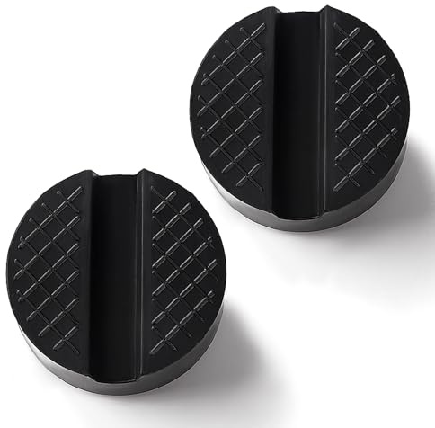 Lyeteung 2 Piezas Goma Gato Hidraulico para Coche 65mm, Almohadilla de Elevación para Gato con Ranura, Bloque de Goma Ranurado Universal Antideslizante para Jack Pad