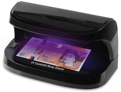 MxMan Detector de dinero falsificado, luz LED UV, detector de dinero falsificado para todas las empresas, comprobador de notas detecta fácilmente billetes falsos, comprobador de dinero para probar la